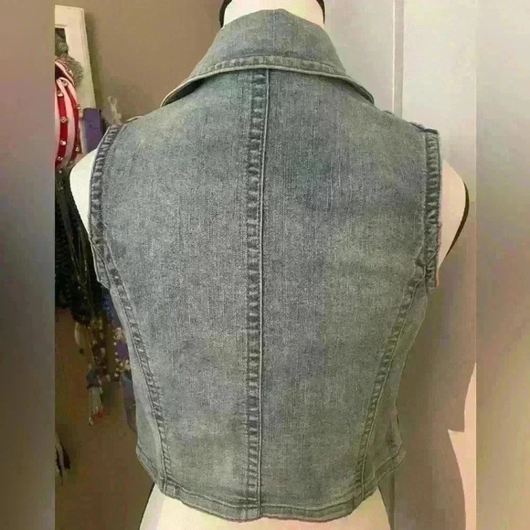 Jessica Simpson stretchy Jean moto vest - Picture 2 of 2